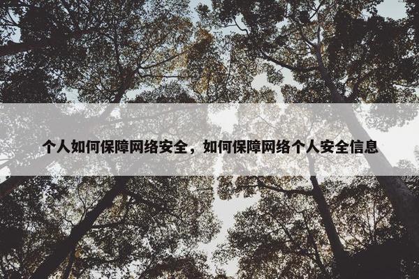 个人如何保障网络安全，如何保障网络个人安全信息