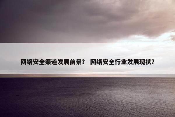 网络安全渠道发展前景？ 网络安全行业发展现状？