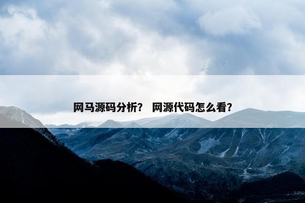 网马源码分析？ 网源代码怎么看？