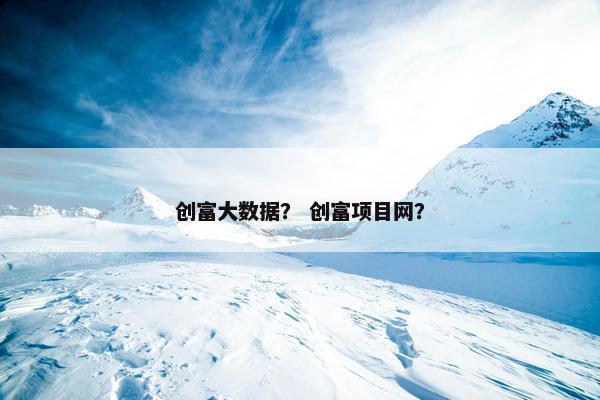 创富大数据？ 创富项目网？