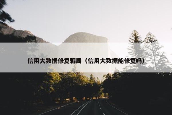 信用大数据修复骗局（信用大数据能修复吗）