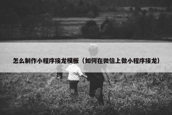 怎么制作小程序接龙模板（如何在微信上做小程序接龙）