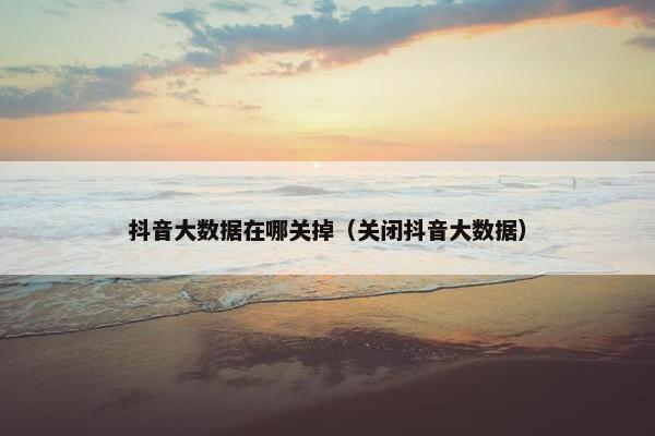 抖音大数据在哪关掉（关闭抖音大数据）
