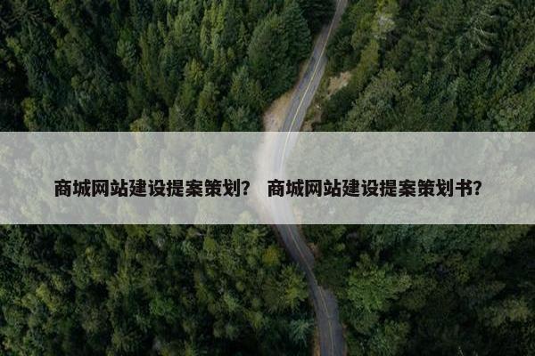 商城网站建设提案策划？ 商城网站建设提案策划书？