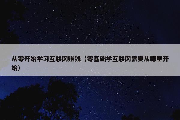 从零开始学习互联网赚钱（零基础学互联网需要从哪里开始）