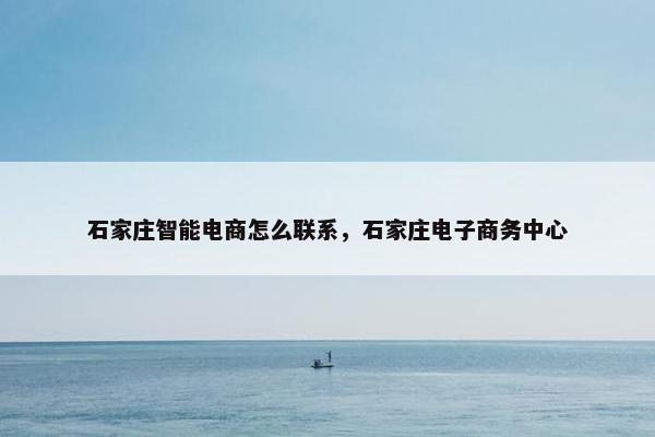 石家庄智能电商怎么联系，石家庄电子商务中心