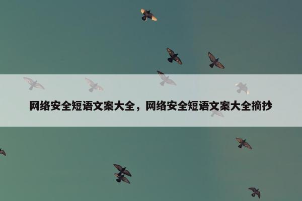 网络安全短语文案大全，网络安全短语文案大全摘抄