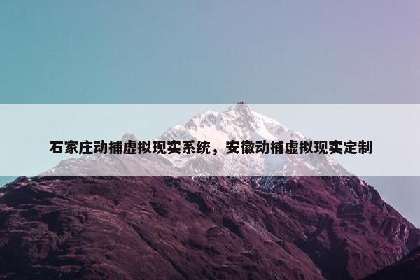 石家庄动捕虚拟现实系统，安徽动捕虚拟现实定制