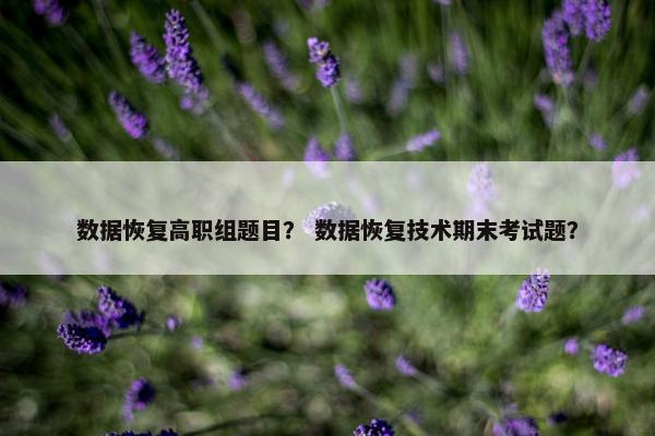 数据恢复高职组题目？ 数据恢复技术期末考试题？