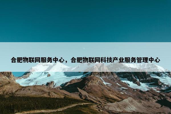 合肥物联网服务中心，合肥物联网科技产业服务管理中心