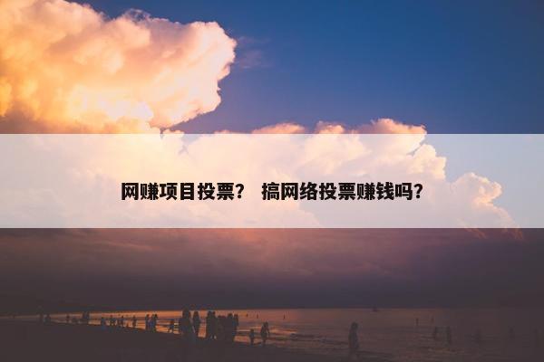 网赚项目投票？ 搞网络投票赚钱吗？