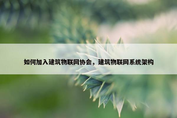 如何加入建筑物联网协会，建筑物联网系统架构
