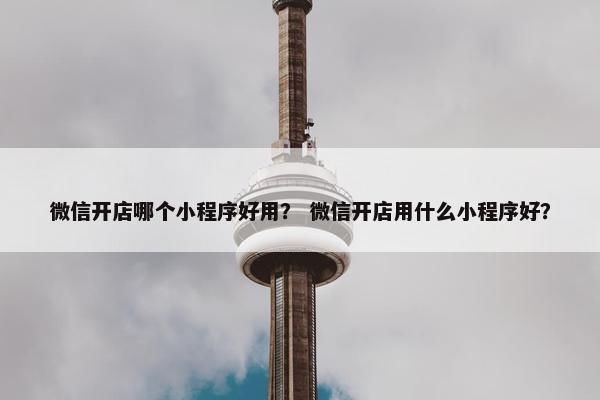 微信开店哪个小程序好用？ 微信开店用什么小程序好？