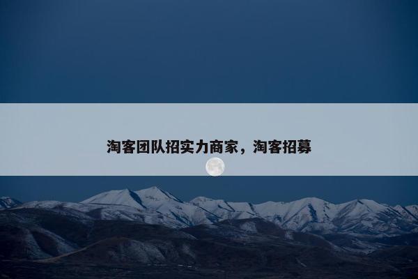 淘客团队招实力商家，淘客招募