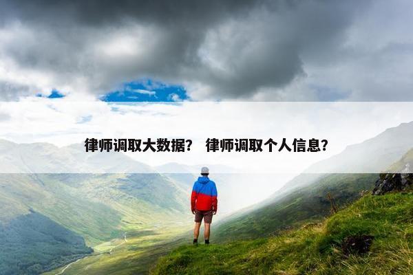 律师调取大数据？ 律师调取个人信息？