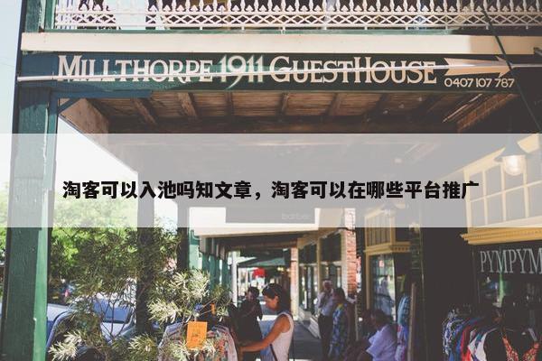 淘客可以入池吗知文章，淘客可以在哪些平台推广
