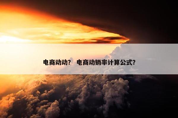 电商动动？ 电商动销率计算公式？