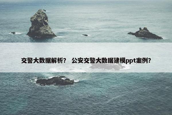 交警大数据解析？ 公安交警大数据建模ppt案例？