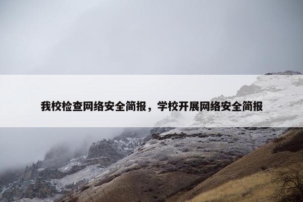 我校检查网络安全简报，学校开展网络安全简报