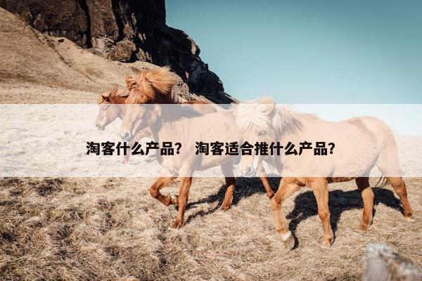 淘客什么产品？ 淘客适合推什么产品？