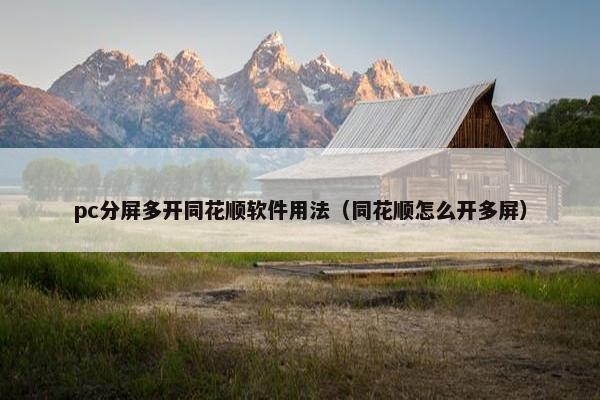pc分屏多开同花顺软件用法（同花顺怎么开多屏）