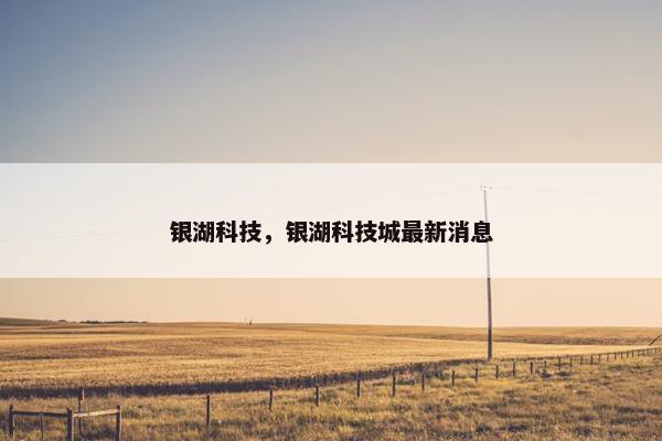 银湖科技，银湖科技城最新消息