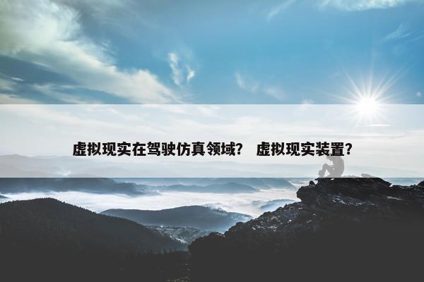虚拟现实在驾驶仿真领域？ 虚拟现实装置？