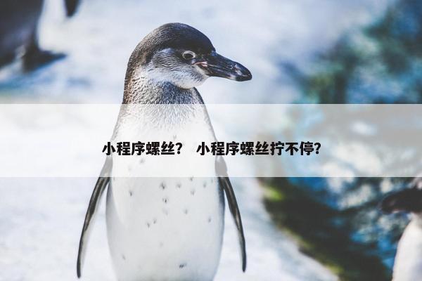 小程序螺丝？ 小程序螺丝拧不停？