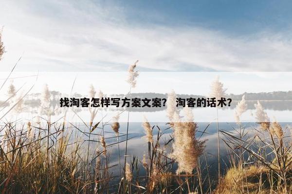 找淘客怎样写方案文案？ 淘客的话术？