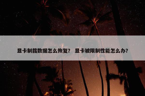 显卡制裁数据怎么恢复？ 显卡被限制性能怎么办？
