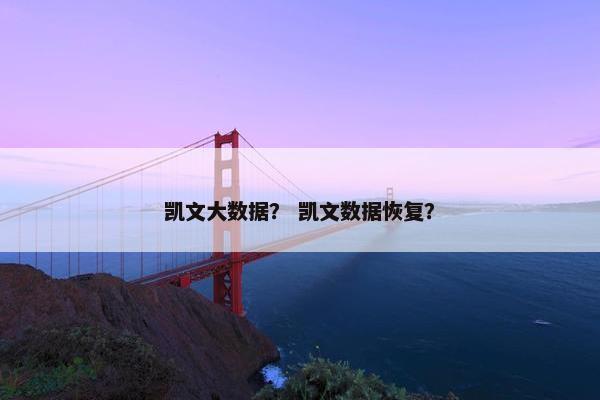 凯文大数据？ 凯文数据恢复？
