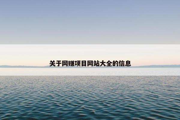 关于网赚项目网站大全的信息