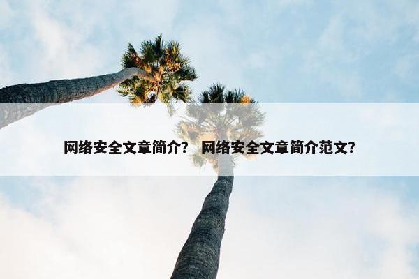 网络安全文章简介？ 网络安全文章简介范文？