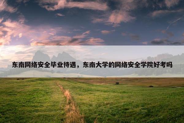 东南网络安全毕业待遇，东南大学的网络安全学院好考吗