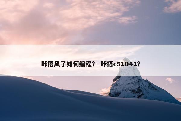 咔搭风子如何编程？ 咔搭c51041？