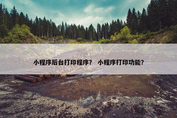 小程序后台打印程序？ 小程序打印功能？