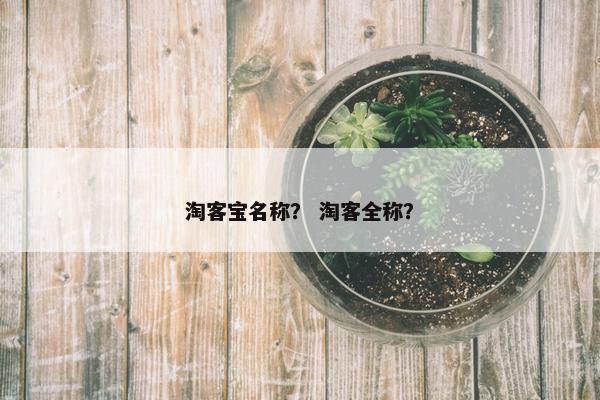 淘客宝名称？ 淘客全称？