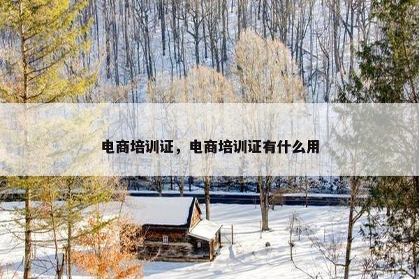 电商培训证，电商培训证有什么用