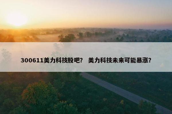 300611美力科技股吧？ 美力科技未来可能暴涨？