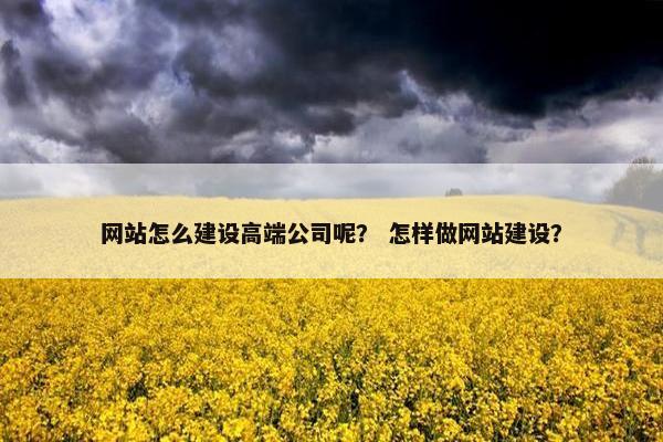 网站怎么建设高端公司呢？ 怎样做网站建设？