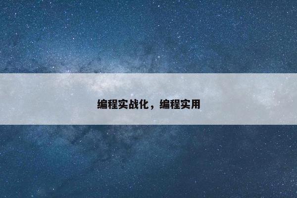 编程实战化，编程实用