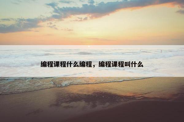 编程课程什么编程，编程课程叫什么