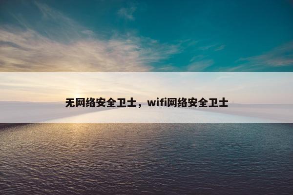 无网络安全卫士，wifi网络安全卫士