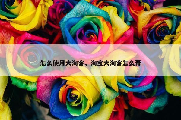 怎么使用大淘客，淘宝大淘客怎么弄