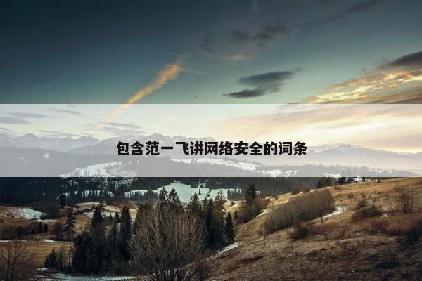 包含范一飞讲网络安全的词条