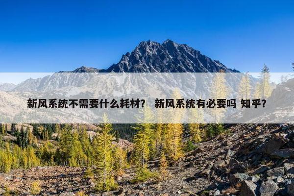 新风系统不需要什么耗材？ 新风系统有必要吗 知乎？