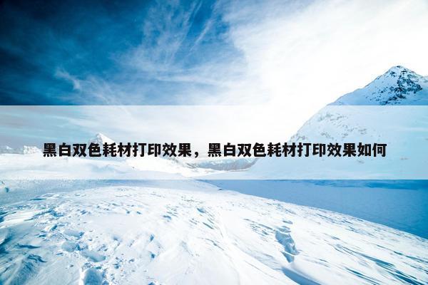 黑白双色耗材打印效果，黑白双色耗材打印效果如何