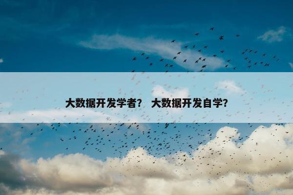 大数据开发学者？ 大数据开发自学？