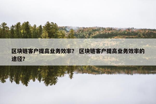区块链客户提高业务效率？ 区块链客户提高业务效率的途径？