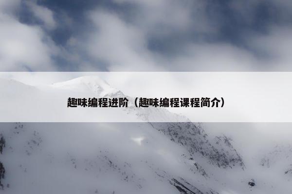 趣味编程进阶（趣味编程课程简介）